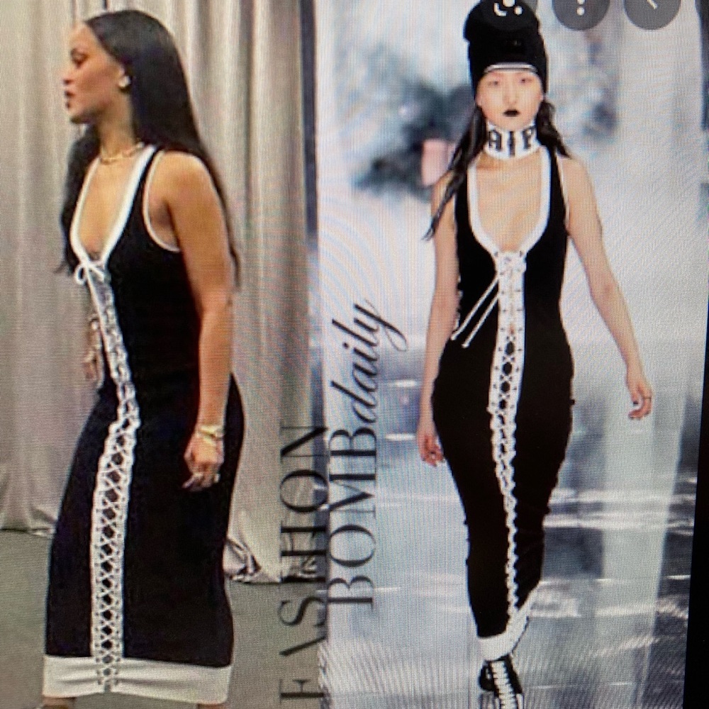 FENTY PUMA BY RIHANNA Black lace up maxi dress